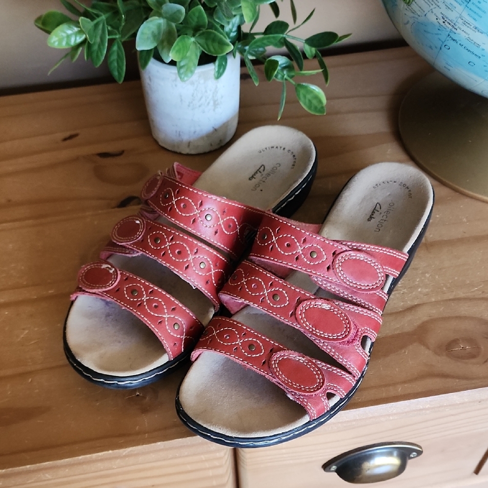 Clarks Leisa Cacti Q 8,5 Leather Slip On Sandals